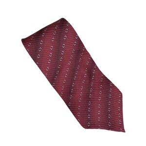 DKNY Mens Tie Burgundy Geometric Silk Designer Professional Striped 58x4